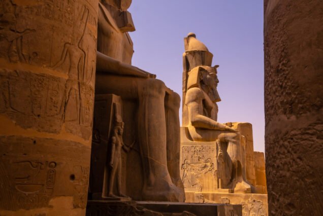 Beautiful interior with its columns in one of the most beautiful temples in Egypt