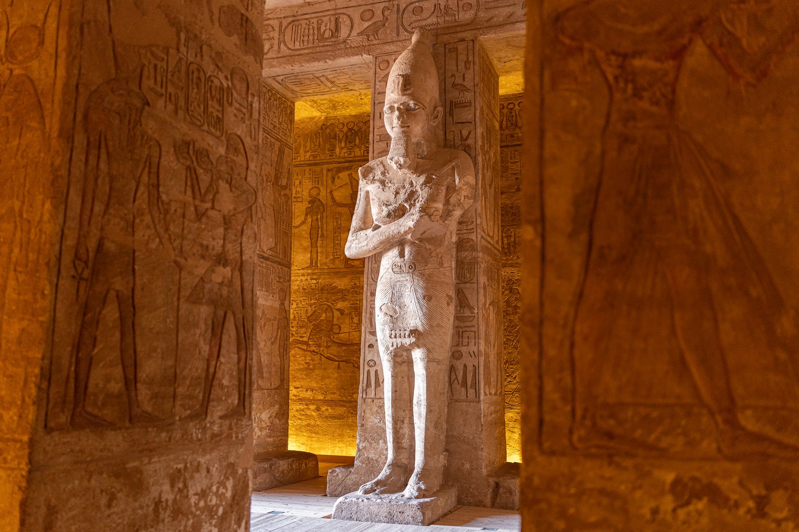 High statue inside a temple in Abu Simbel