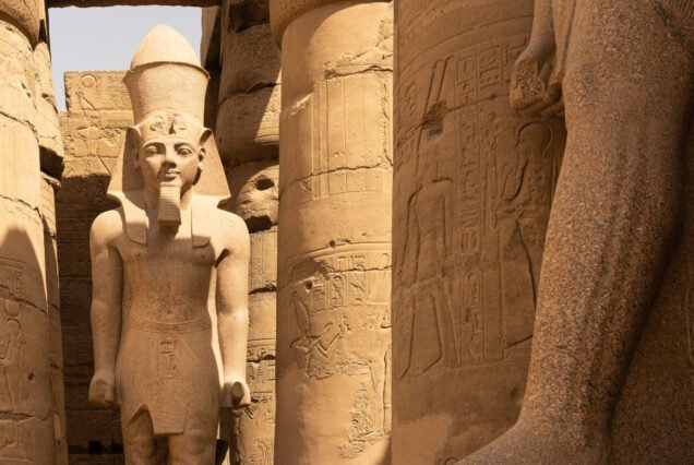 Statue of a pharaoh in a temple in Egypt