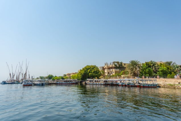 View of the surroundings of the city of Luxor from the Nile. Egypt