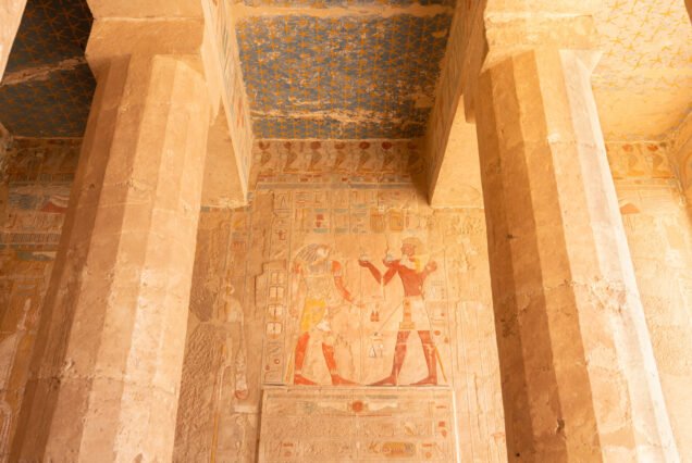 Wall with hieroglyphs in the Temple of Hatshepsut